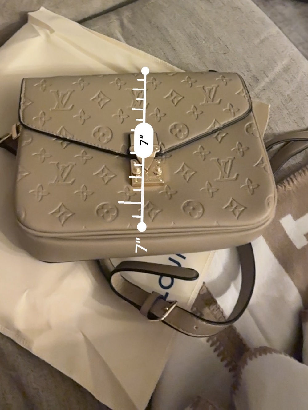 Source Unknown Taupe Monogram Shoulder Bag with Gold Hardware - Picture 11 of 13